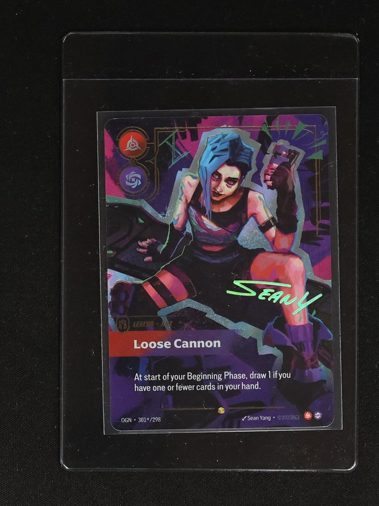 2025 Riftbound Origins #301*/298 Jinx Loose Cannon Signature Overnumber — front