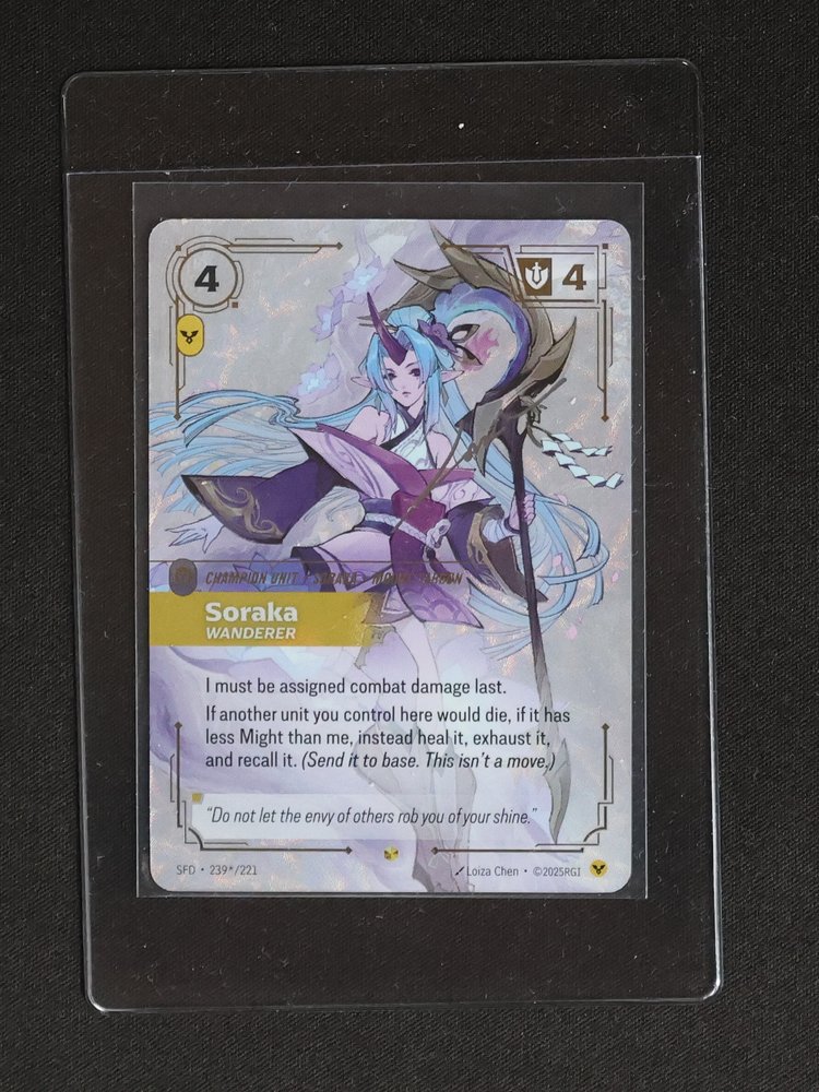 2025 Riot Games Spiritforged Riftbound #239 Soraka Wanderer — front