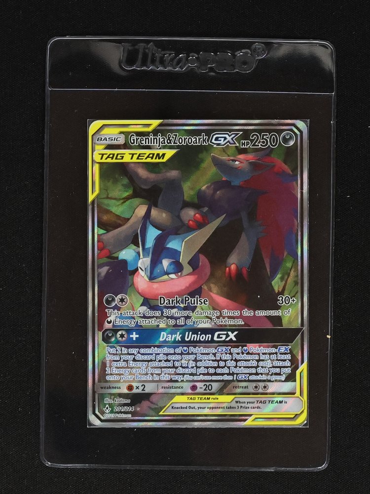 2019 Pokémon SM-Unbroken Bonds #201 Greninja & Zoroark GX — front
