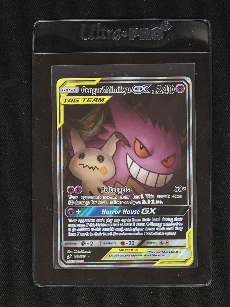 2019 Pokémon Sun & Moon Team Up #165 Gengar & Mimikyu GX — front