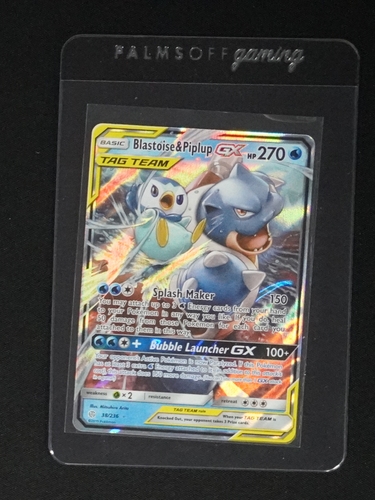 2019 Pokémon Sun & Moon Cosmic Eclipse #38 Blastoise & Piplup GX — front