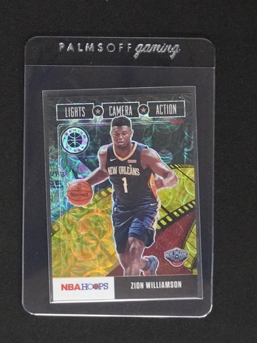 2019-20 Panini NBA Hoops Premium Stock #10 Zion Williamson Lights Camera Action Silver Prizm — front