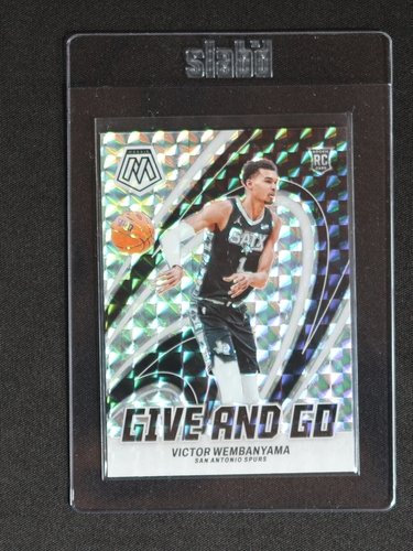 2023-24 Panini Mosaic #12 Victor Wembanyama Give and Go Green Mosaic Prizm RC — front