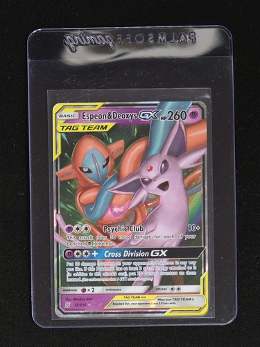 2019 Pokemon Sun & Moon Unified Minds #72 Espeon & Deoxys GX — front