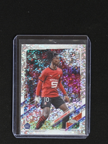 2020-21 Topps Chrome UEFA #44 Eduardo Camavinga Speckle Refractor Rookie — front