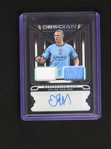 2023-24 Panini Obsidian Soccer Erling Haaland Dual Jersey Ink Auto — front