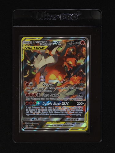 2019 Pokémon SM Black Star Promo #SM201 Reshiram & Charizard GX — front