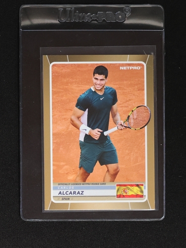 2022 Netpro #1 Carlos Alcaraz Rookie Card Green Shirt — front