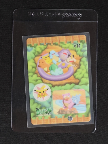 1998 Bandai Sealdass Fancy Graffiti #10 Pikachu, Koffing, Meowth, Slowbro — front