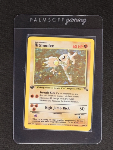 1999 Pokémon Fossil #7 Hitmonlee — front