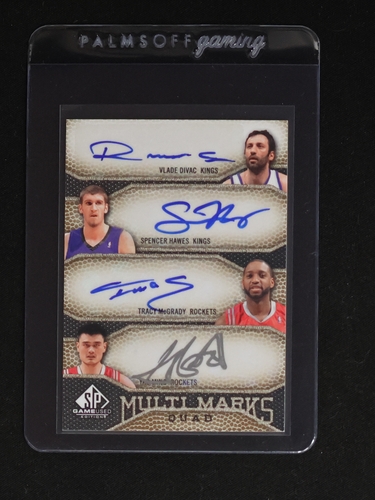 2009-10 Upper Deck SP Game Used Multi Marks Quad Auto Vlade Divac Spencer Hawes Tracy McGrady Yao Ming — front