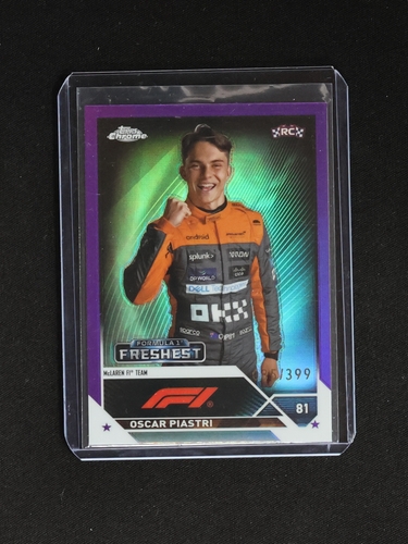 2023 Topps Chrome F1 #81 Oscar Piastri Freshest Purple RC /399 — front