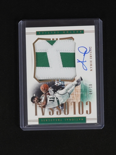 2017-18 Panini National Treasures Colossal RC Auto Jumbo Patch #04/10 Kyrie Irving — front