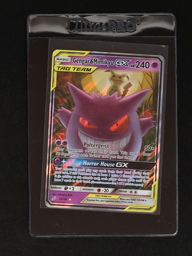 2019 Pokémon Sun & Moon Team Up #53 Gengar & Mimikyu GX — front