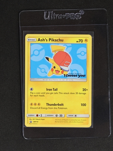 2017 Pokémon SM Black Star Promo #SM114 Ash's Pikachu — front