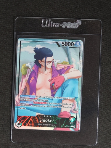 One Piece Card Game 2023 OP10-001 Smoker Royal Blood Alternate Art Leader Parallel — front