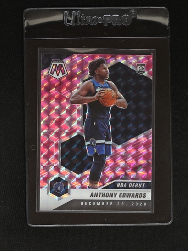 2020-21 Panini Mosaic NBA Debut #261 Anthony Edwards Pink Camo Mosaic Prizm Rookie Card — front