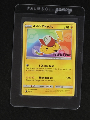 2017 Pokémon TCG SM108 Ash's Pikachu Black Star Promo — front
