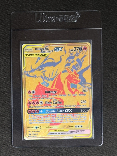 2021 Pokémon SM247 Reshiram & Charizard GX Tag Team Gold Promo — front