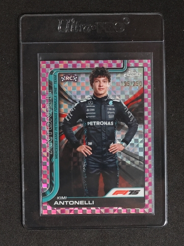 2025 Topps Chrome Formula 1 #8 Kimi Antonelli Pink Checker Flag — front