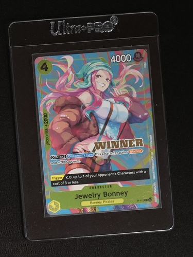 One Piece Card Game P-113 Jewelry Bonney Heroines Battle Winner Card — front