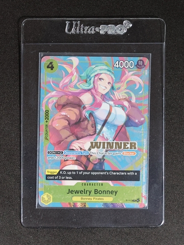 One Piece Card Game P-113 Jewelry Bonney Heroines Battle Winner Card English — front