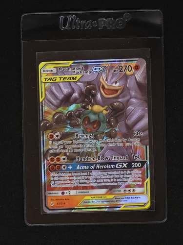 2019 Pokémon TCG Unbroken Bonds #82 Marshadow & Machamp GX — front