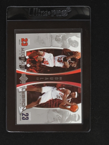2005-06 Upper Deck #LJMJ4 Michael Jordan / LeBron James Dual Card — front