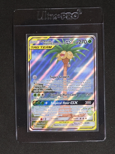 2019 Pokémon SM Unified Minds #215 Rowlet & Alolan Exeggutor GX — front