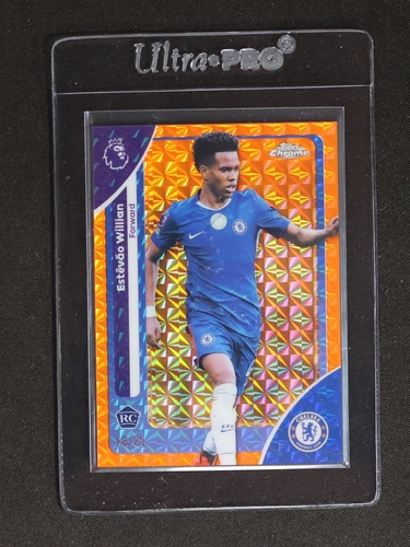 2025 Topps Chrome Premier League #68 Estêvão Willian Orange Geometric Refractor — front