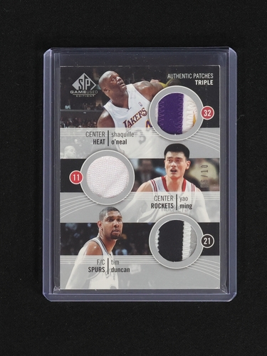 2006 SP Game Used Triple Patch Shaquille O'Neal Yao Ming Tim Duncan — front