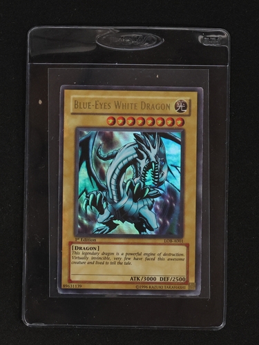 1996 Konami Yu-Gi-Oh! #LOB-001 Blue-Eyes White Dragon — front