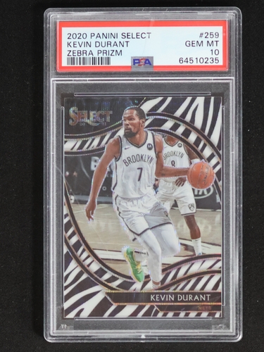 2020 Panini Select #259 Kevin Durant Zebra Prizm — front